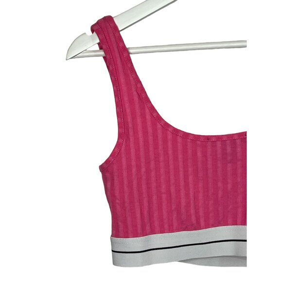 Forever 21 Pink Ribbed Crop Tank Top Women’s Medium Sleeveless Casual Tee - Picture 10 of 12